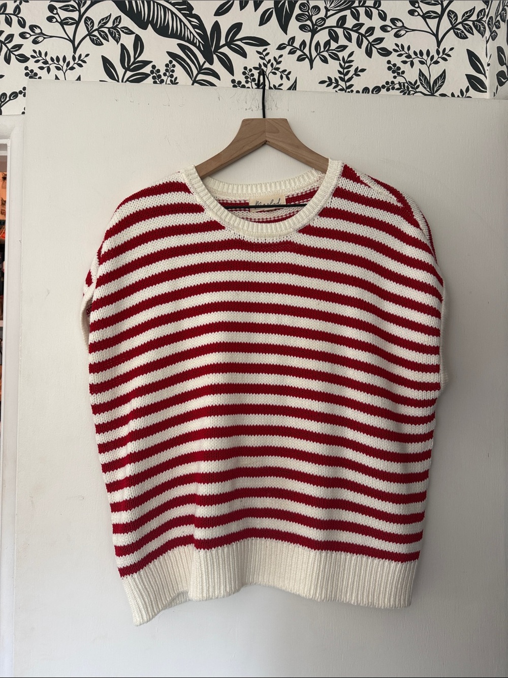 Classic Red & Cream Striped Crewneck Sweater